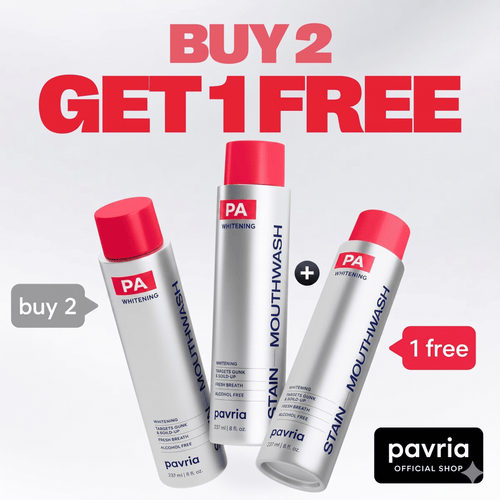 Pavria Stain Whitening Mouthwash – Buy 2, Get 1 Free (Limited Time Only!)