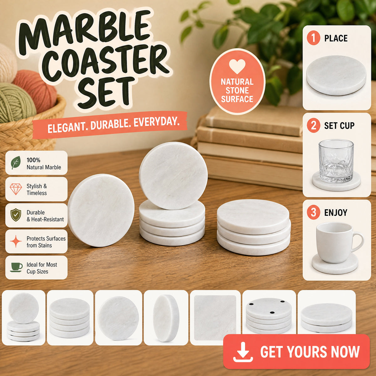 Porta-copos de mármore